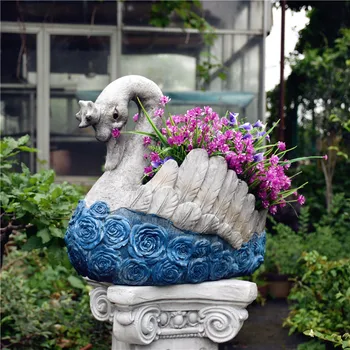 

Swan Flower Pot Outdoor Balcony Layout Landscaping Succulent Personality Creative Animal Flower Pot Courtyard Terrace Garden
