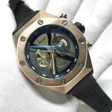 Mechanical automatic luxury brand A-p Limited Royal Balance Wheel Open worked Oak Watches Stainless Steel Watch 41mm Men