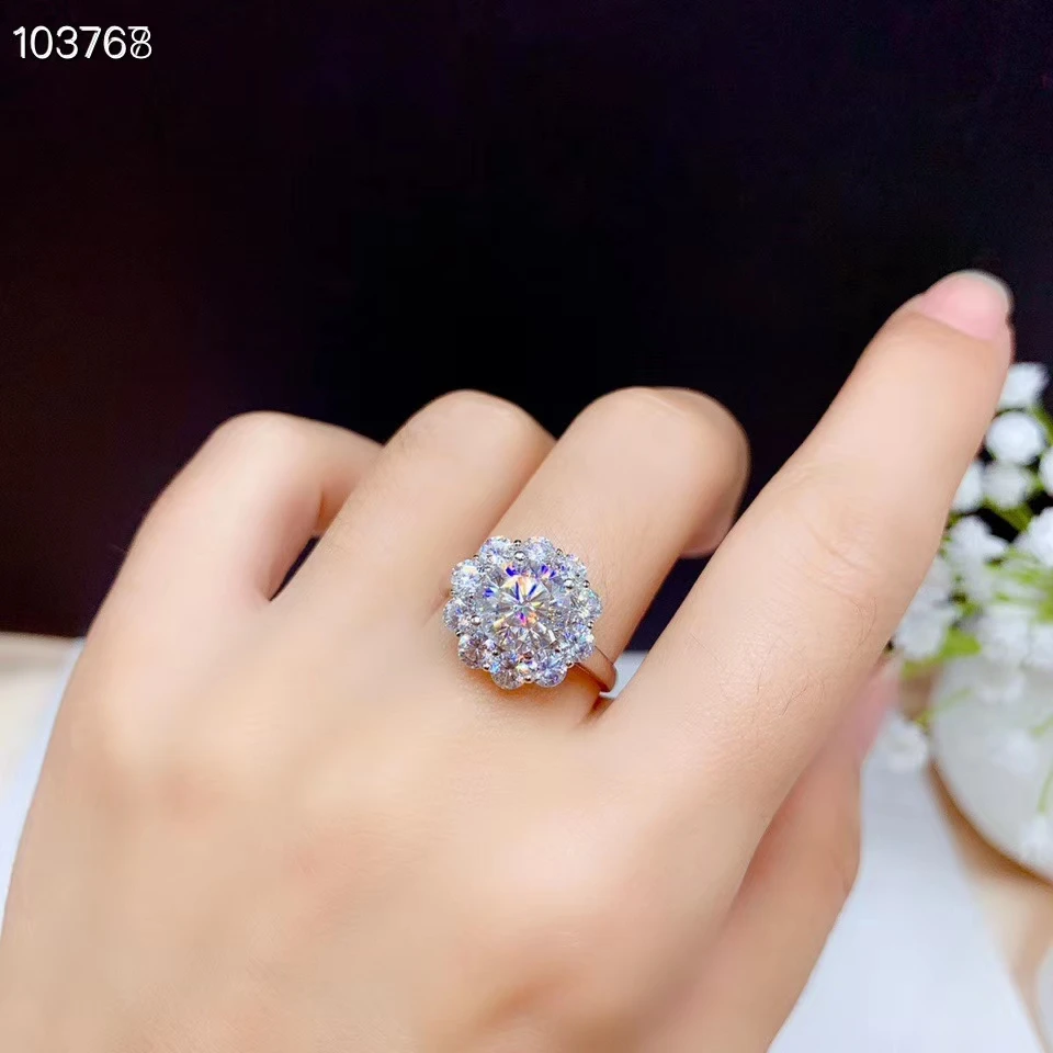 

crackling moissanite gemstone ring for girl silver jewelry gift birthday party engagement ring fine jewelry real 925 silver new