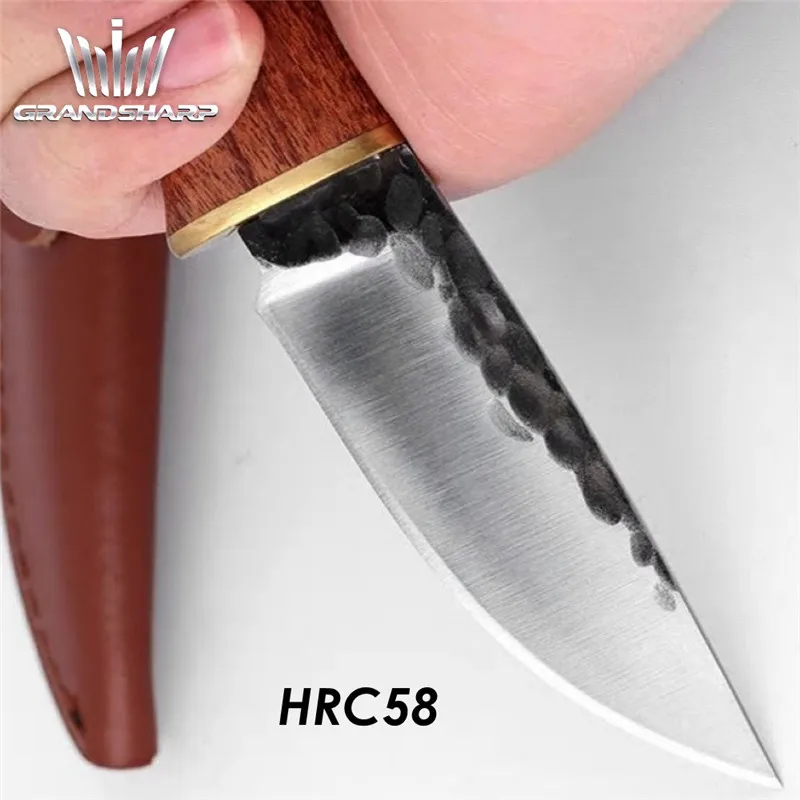 Охотничий нож ручной Кованый Высокоуглеродистая Сталь деревянная рукоятка для выживания Тактические карманные ножи для дома кемпинга для рыбалки пикника на открытом воздухе