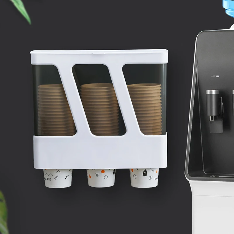 Wall Mounted Disposable Cup Holder, Buckle Type Paper Cup Extractor, Household Water Dispenser, 3 Cylinder, 045