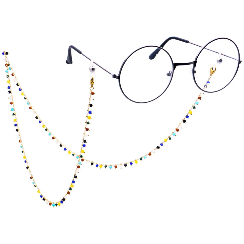 

Multicolor Rhinestone Beads Sunglasses lanyard Neck Strap Metal Women Ladys Reading Glasses Holder Chain Eyewear Accessories