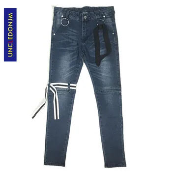 

UNCLEDONJM High Quality Vintage Washed Slim Denim Distressed Jeans Biker Jeans Fashion Punk Rock Trousers Ankle-Length Pants