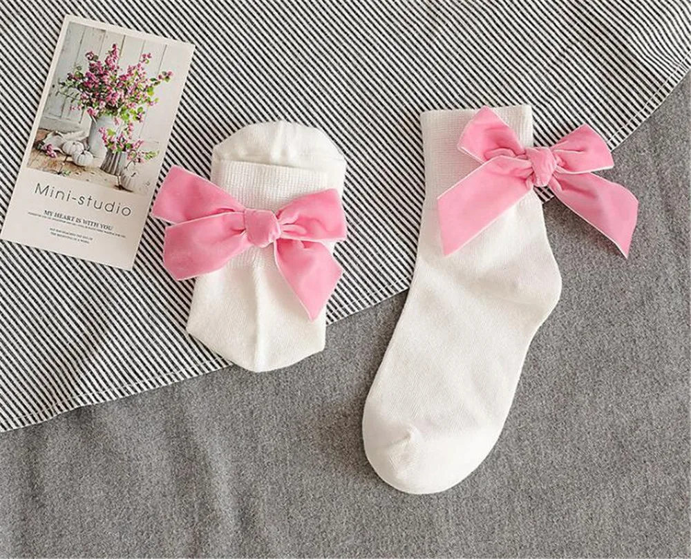 Чулки с бантом в стиле Лолиты; милые женские кружевные короткие носки в японском стиле; хлопковые носки разных цветов; B612 - Цвет: color 3