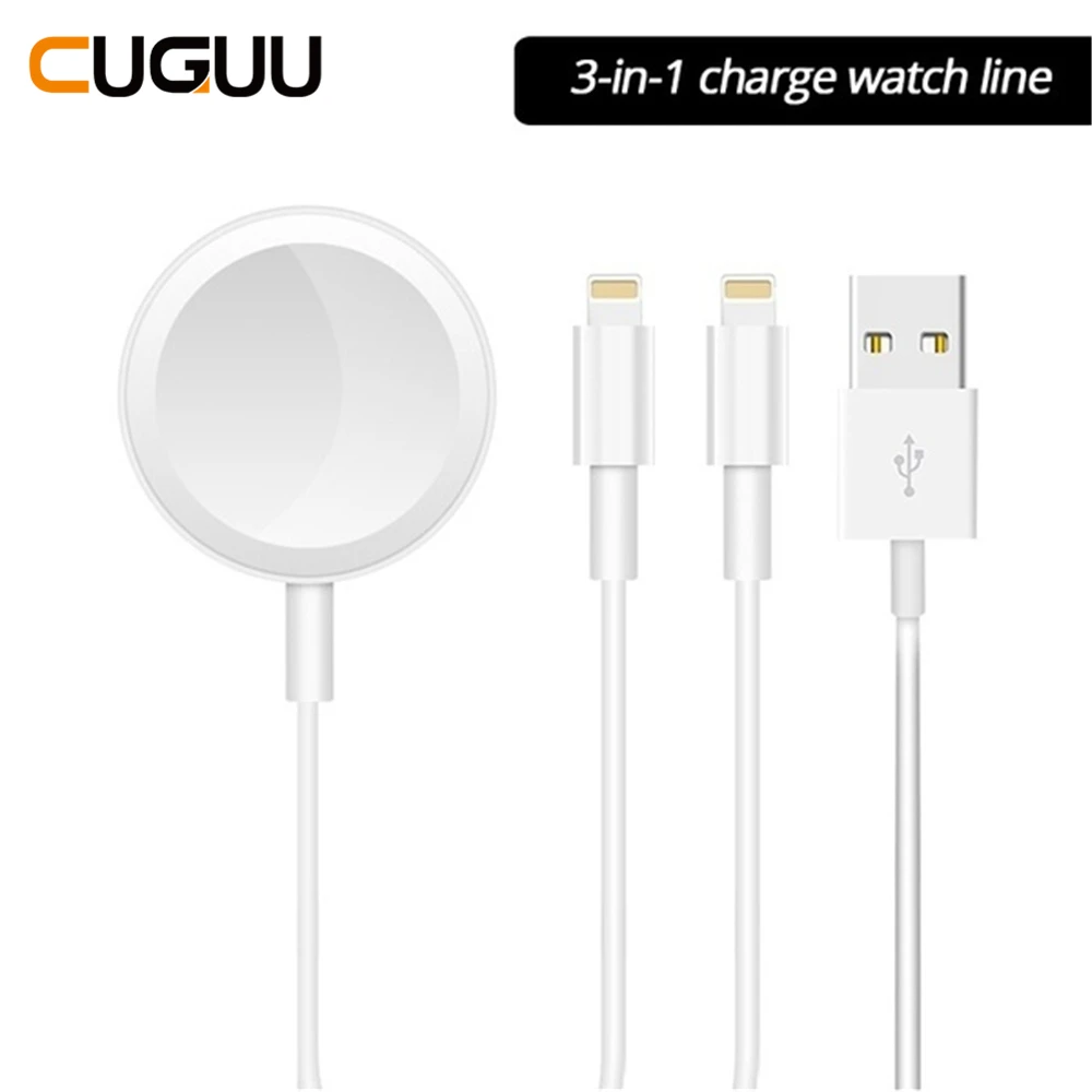 

3 in 1 Wireless Charger For Apple Watch Series 1 2 3 4 Quick Charger USB Cable For iPhone 7 8 X Xs Plus Max iPod USB Data Cable