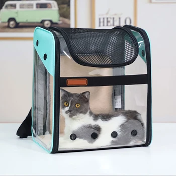 

Innovative Traveler Backpack Pet Carriers for Cat and Small Dogs Transparent Mesh Breathable Backpack JS22