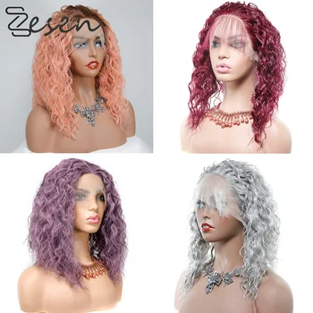 

Zesen Synthetic13×6Lace Front Wigs Kinky Curly Wig for Women Ombre Color Available Black Natural Afro High Temperature