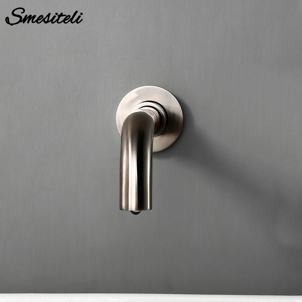Smesiteli Brass Brushed Chrome Spout Bathroom Mixer Sink Tap Basin Faucet Vanity Water Tapware