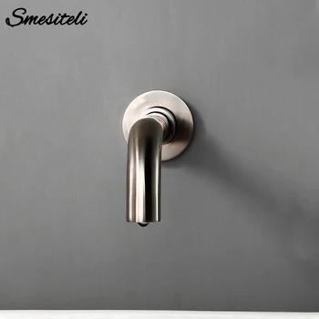 

Smesiteli Brass Brushed Chrome Spout Bathroom Mixer Sink Tap Basin Faucet Vanity Water Tapware