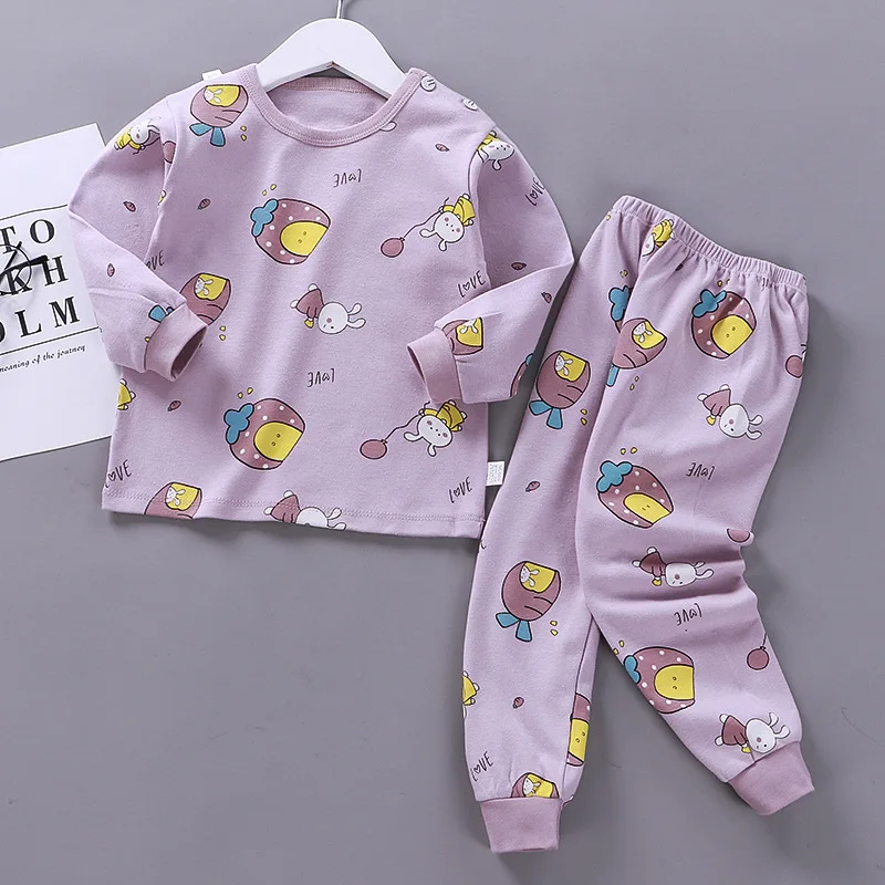 clothing kid suit 6M 12M 3T 5T Girls Pajama Sets Long Sleeve Girl Children's Set Cotton O-neck Sleepwear Kids Clothes Suit Toddler Rabbit Swan Cat children's clothing sets expensive