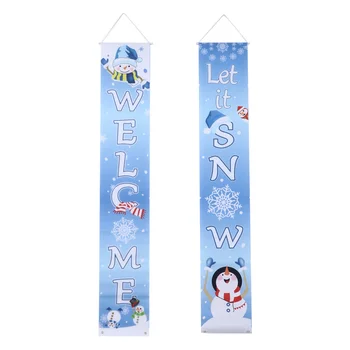 

1 Pair Christmas Couplets Practical Creative Durable Wall Banners Decoration Christmas Banners Hanging Banners for Home Office