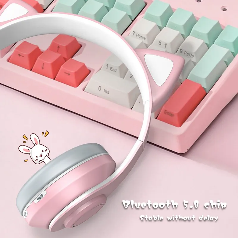 New Arrival LED Cat Ear Noise Cancelling Headphones Bluetooth 5 0 Young People Kids Headset Support TF Card 3 5mm Plug With Mic