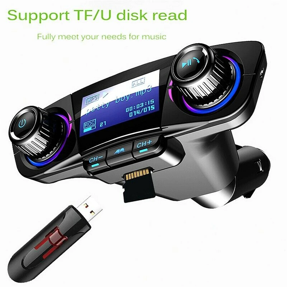 Bluetooth-compatible 5.0 Car FM Transmitter MP3 Player Hands free Radio Adapter USB Charger
