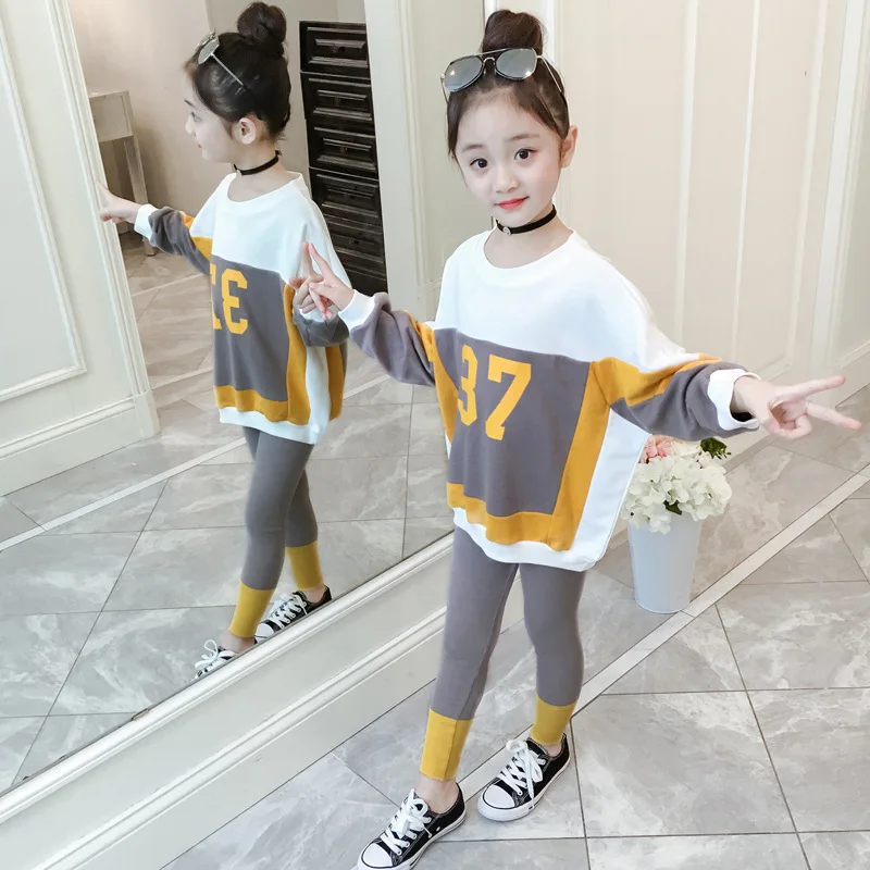 

Spring Autumn Children Girls Clothes Suit Kids Contrast Jacket Pants 2pcs/sets Korean Version Cotton Clothing Kids Tracksuits