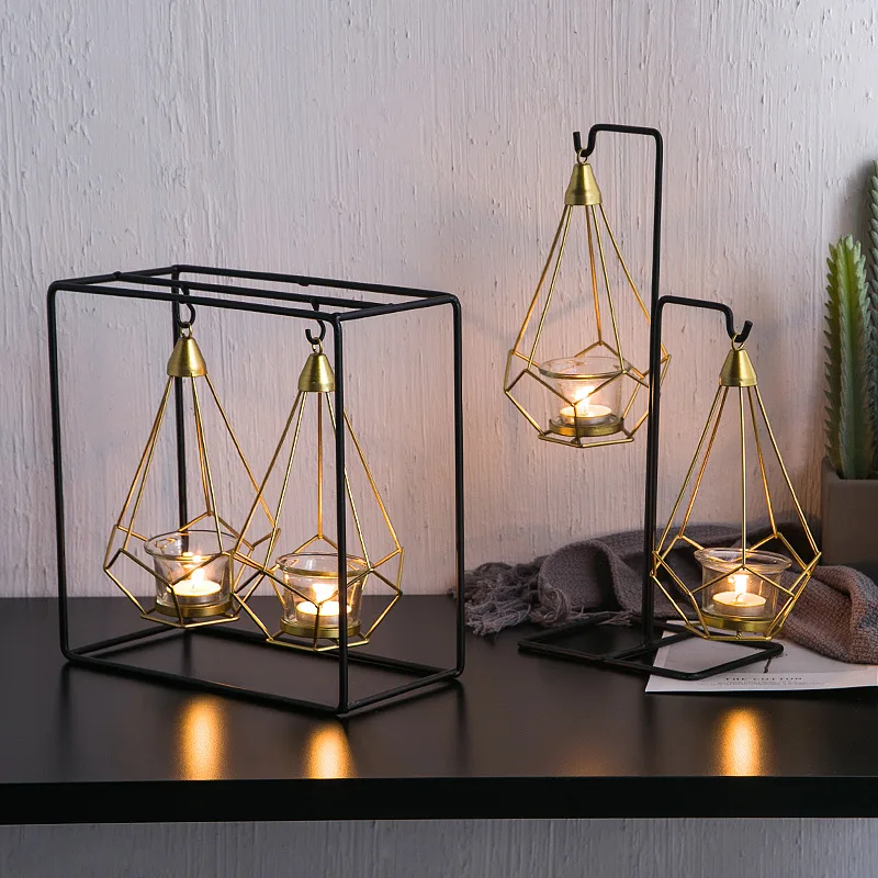 

Novelty Nordic golden metal candle holders 6 styles modern simple candles for bedroom holiday living room restaurant washingroom