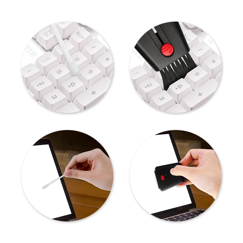 Computer Keyboard Cleaner Screen Clean bursh and Cotton Swab Stick Cleaner Kit for Laptop Desktop Keyboard
