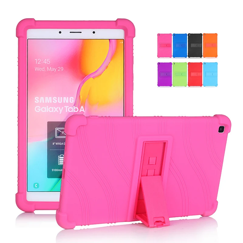 

Soft Silicone Case For Samsung Galaxy Tab A 8.0 2019 SM-T290 T295 T297 8.0" With Bracket Anti-Shock Protective Shell Fundas