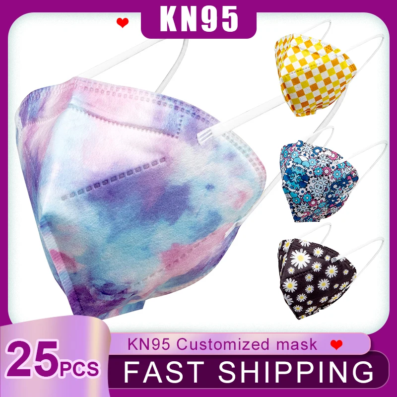 Mascarilla KN95 desechable de 4 capas 3D, máscara personalizada para la boca, impresión personalizada, transpirable, protección, 25 uds.