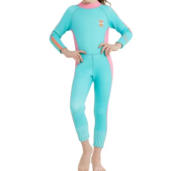 

Kids Girls 2.5mm Wetsuit Long Sleeve One Piece UV Protection Thermal Swimsuit Back Zipper Full Suit Keep Warm - Select Sizes