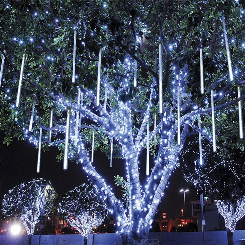 30cm 50cm 8 Tubes Waterproof Meteor Shower Rain LED String Lights Outdoor Christmas Decoration for Home Tree EU/US/UK/AU Plug