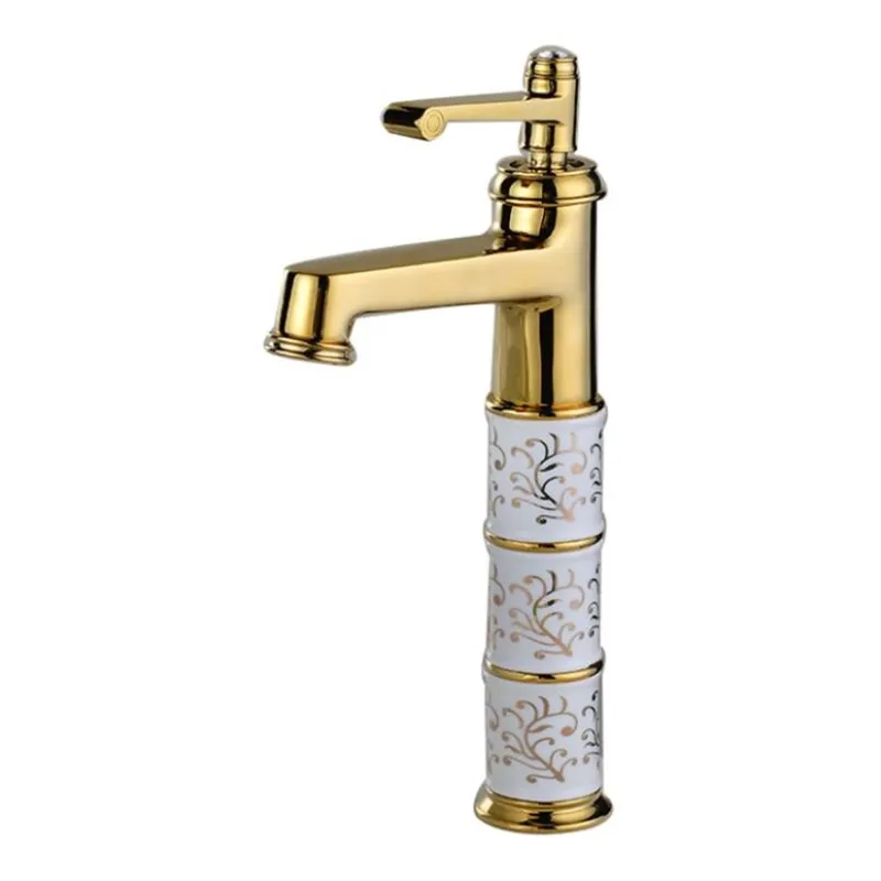 

Vidric Bathroom Basin Faucets Classic Brass Ceramic and bras Faucet Single Handle Hot And Cold Tap Gold Sink Mixer Washbasin Fau