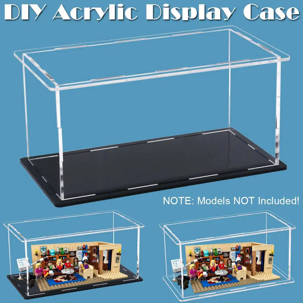 

DIY Acrylic Display Case for LEGO for 21302 Blocks Toy Bricks Transparent/Black Base Display Case (Model Not Included)