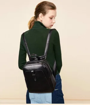 

2020 new ladies backpack high quality PU leather retro solid color backpack outdoor travel student school bag leather backpack