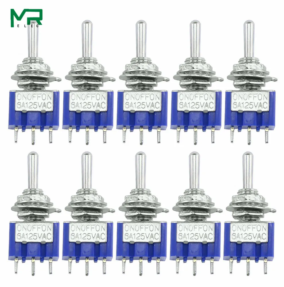 10 шт. тумблер MTS-103 ВКЛ./ВЫКЛ./вкл. PDT MTS-102 ВКЛ./вкл. 3 Pin 6A 125VAC/3A 250VAC Мини рычаг переключателя синий S