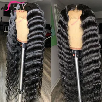 

Black Women Deep Wave Lace Front Human Hair Wigs 13x4 Peruvian Remy Frontal Wigs Pre Plucked with Baby Hair