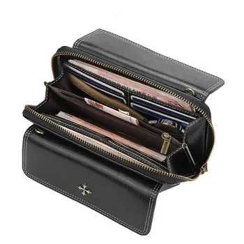 

Leather Women Fashion Clutch Wallet Female Coin Purse Crossbody bag Clamp For Phone Bag Long Lady Handy Card Holder Portomonee