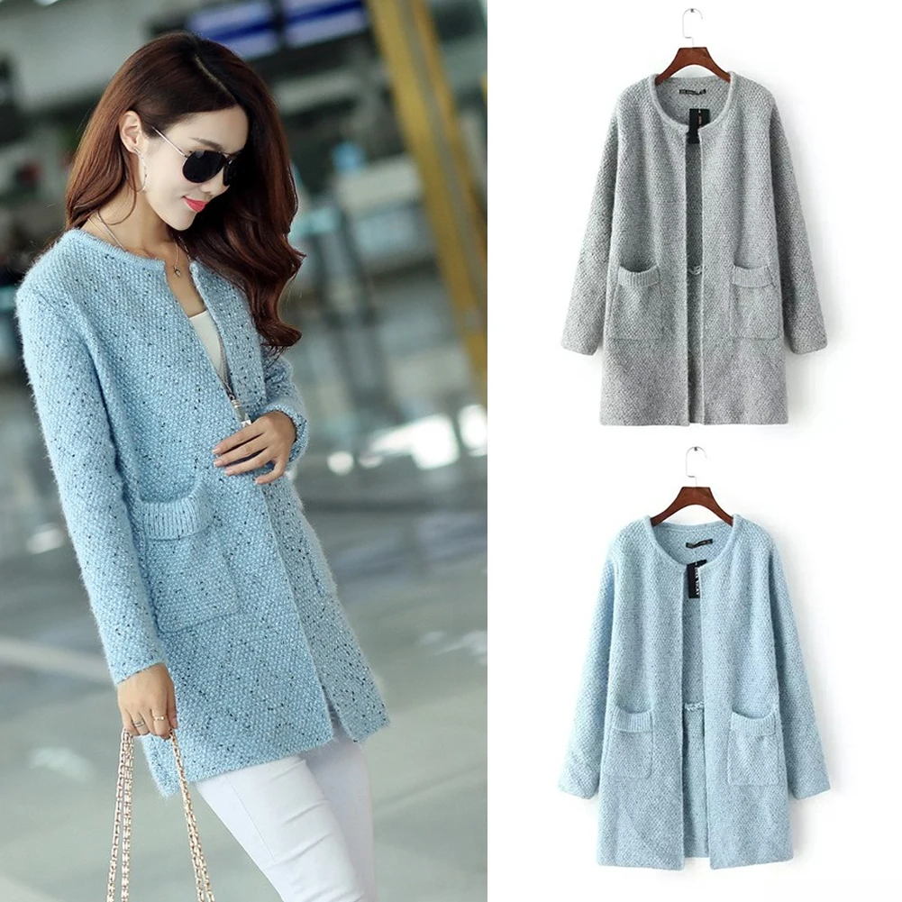 

Sweater Women Wool Knit Cardigan Coat New Autumn Winter Fixture Color Korean Female Loose Jumper Clothing Popular Fashion 2019