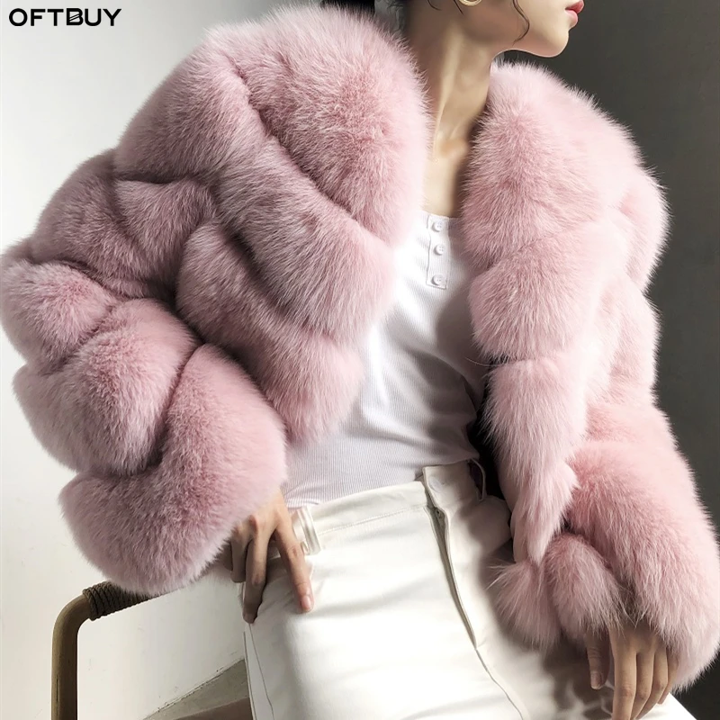Женская Шуба OFTBUY теплая уличная куртка из натурального меха лисы повседневная 2020