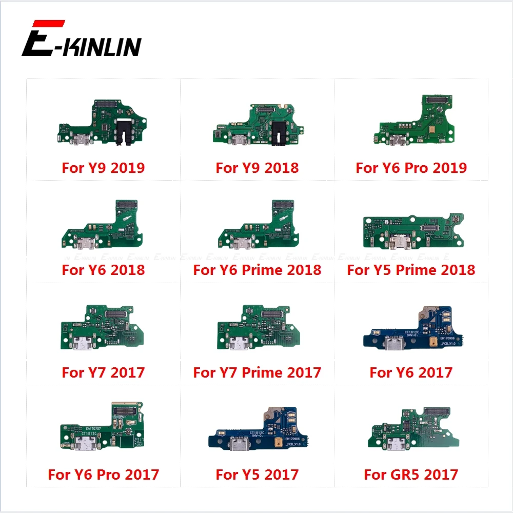 Разъем для зарядки питания, док-плата с микрофоном и гибким кабелем для HuaWei Y9 Y7 Y6 Pro Y5 Prime GR5