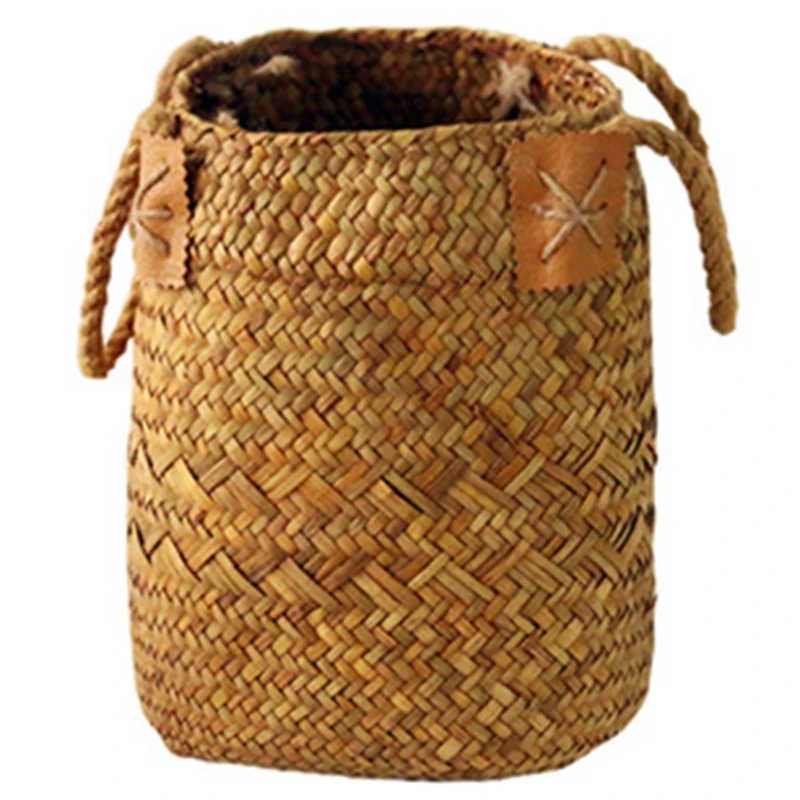 Storage Baskets Garden Flower Vase Hanging Basket Rattan Planter Potted Organizer Home Laundry with Handle | Дом и сад