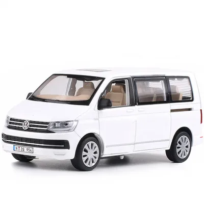 Горячая Распродажа 1:32 VW T6 коммерческая модель автомобиля из сплава, имитация литья под давлением звук и светильник игрушка автомобиль подарок на день рождения для детей - Цвет: Белый