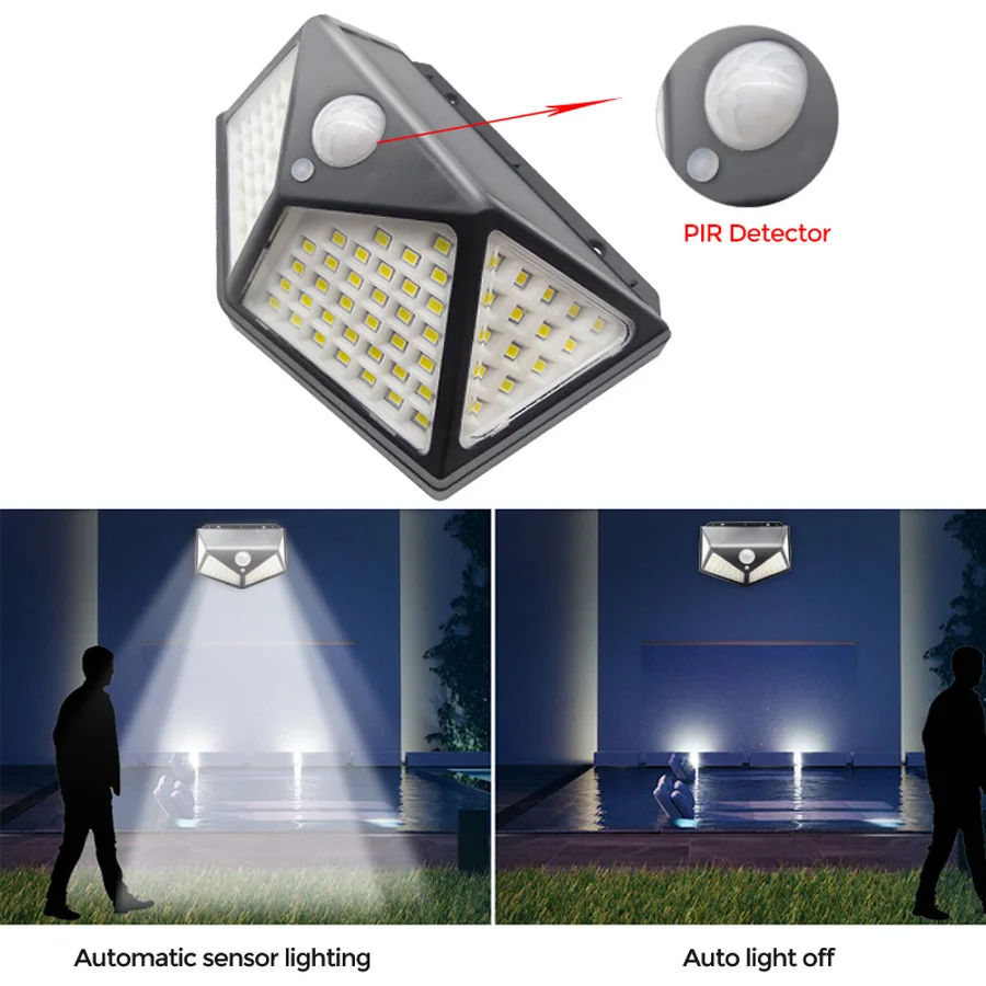 100 LED Solar Light Outdoor Solar Lamp PIR Motion Sensor Wall Light Waterproof Solar Sunlight Powered Garden street light (8)
