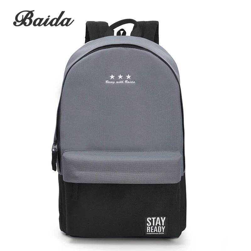 Baida холщовый школьный рюкзак для девочек, Женский школьный рюкзак для подростков, женский портфель, школьные сумки для подростков, для мальчиков и девочек - Цвет: GreyBlack