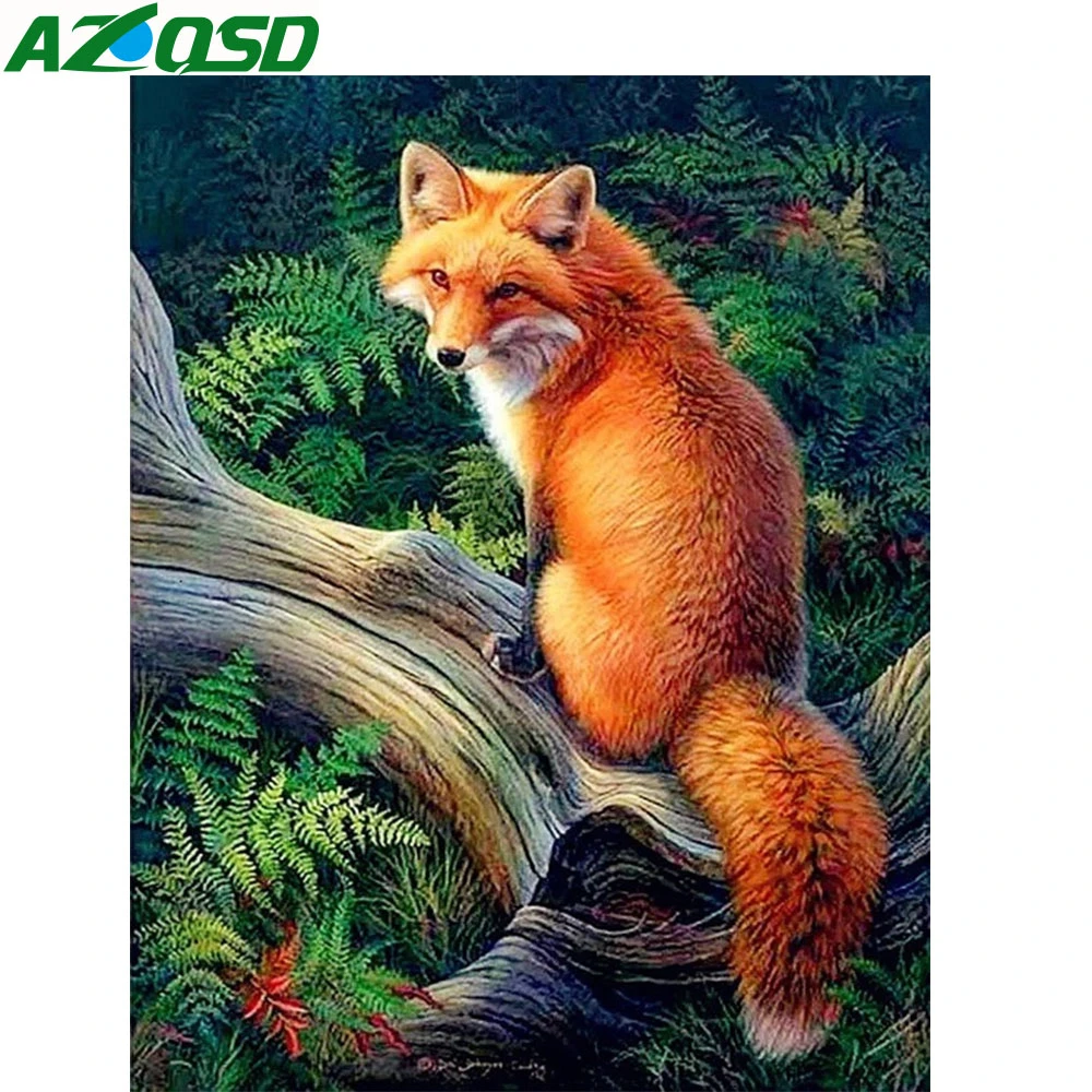 AZQSD Diamond Painting Fox Cross Stitch Home Decor Embroidery Animal Picture Rhinestones Gift Handmade Wall Art | Дом и сад