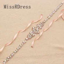 MissRDress свадебный пояс кристалл 35,5 дюймов длинный пояс невесты Серебряный свадебный пояс Стразы для женское вечернее платье пояс JK896