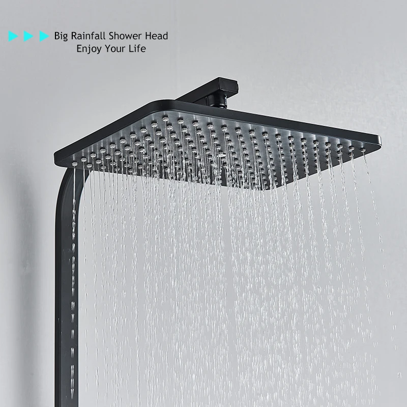 Description Picture 5 of itemMatte Black 4 Functions Display Screen Shower Faucet Bathroom Rotate Bath Tub Bidet Shower Push Button Rainfall Head Mixer Tap