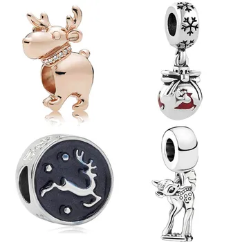 

4 style Sika deer charms fit original pandora bracelet & bangle diy bead jewelry making necklace accessories for women gift