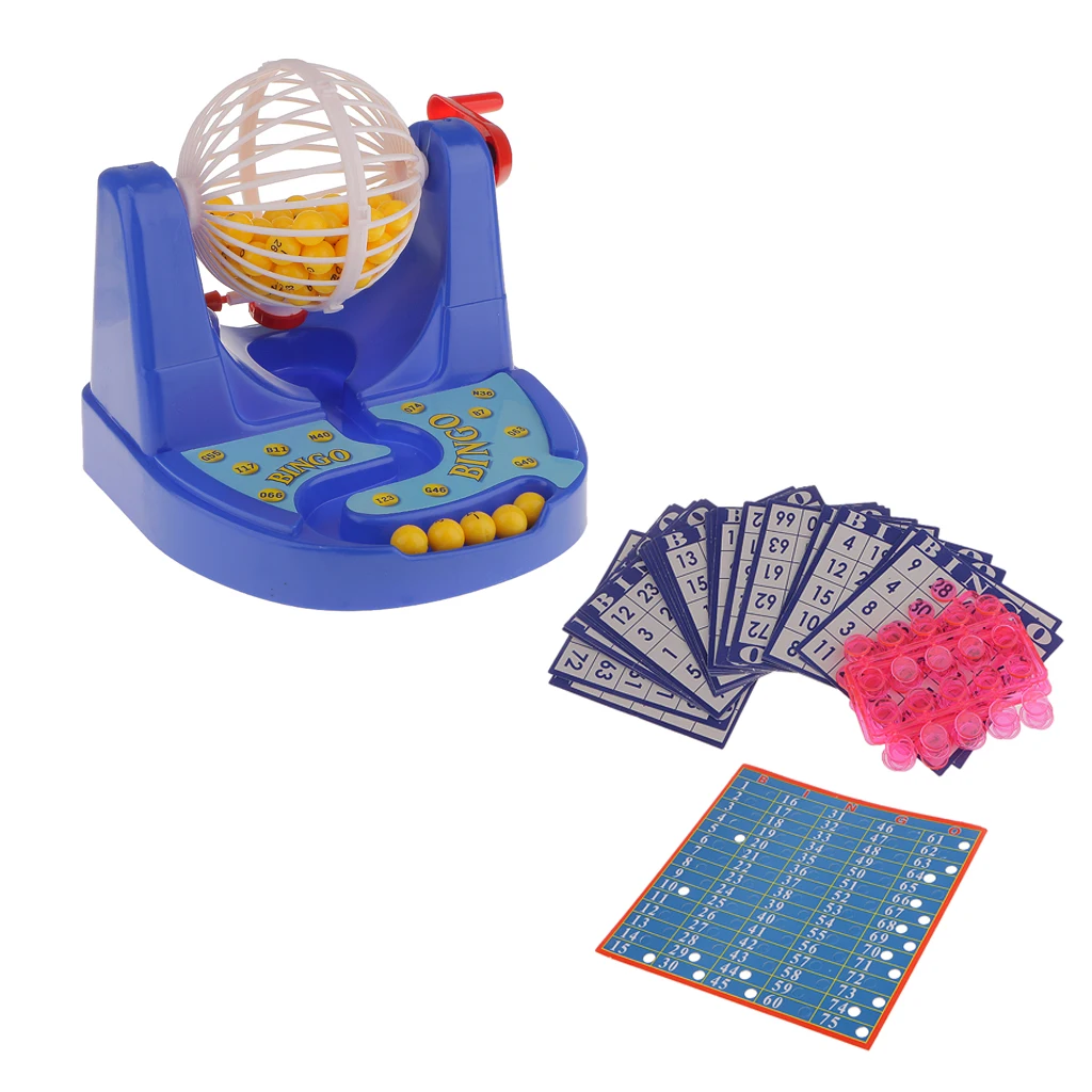 Party Bingo Game Bingo Chips with Machine Full Set Family Time Leisure Recreation Game Toy