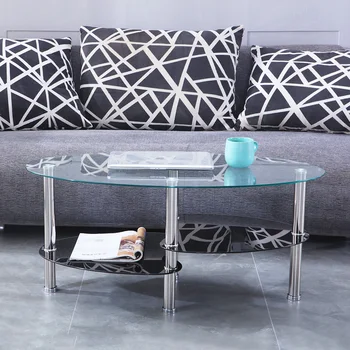 

Creative Small Apartment Coffee Table Simple Living Rroom Tempered Glass Coffee Table Modern Oval Home Table Personality