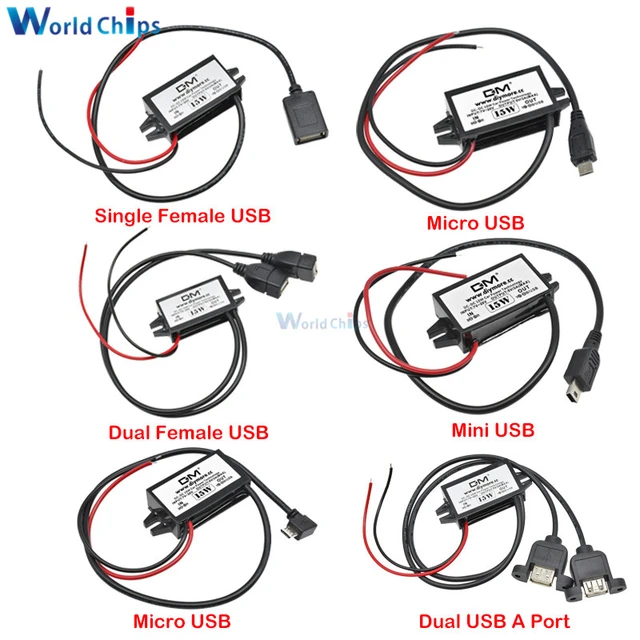 DC-DC 12 V zu 5 V 3A Micro USB Konverter Spannung Regler für Auto