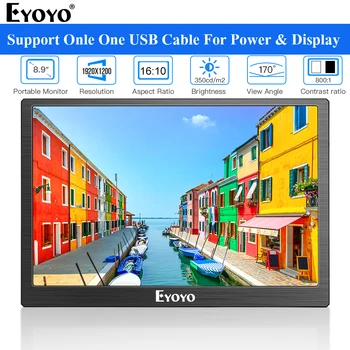 

Eyoyo EM08H 8.9" IPS Portable Monitor 1920x1200 Display Computer Type USB C HDMI LED Second Moniteur for Macbook PS4 Xbox Phone