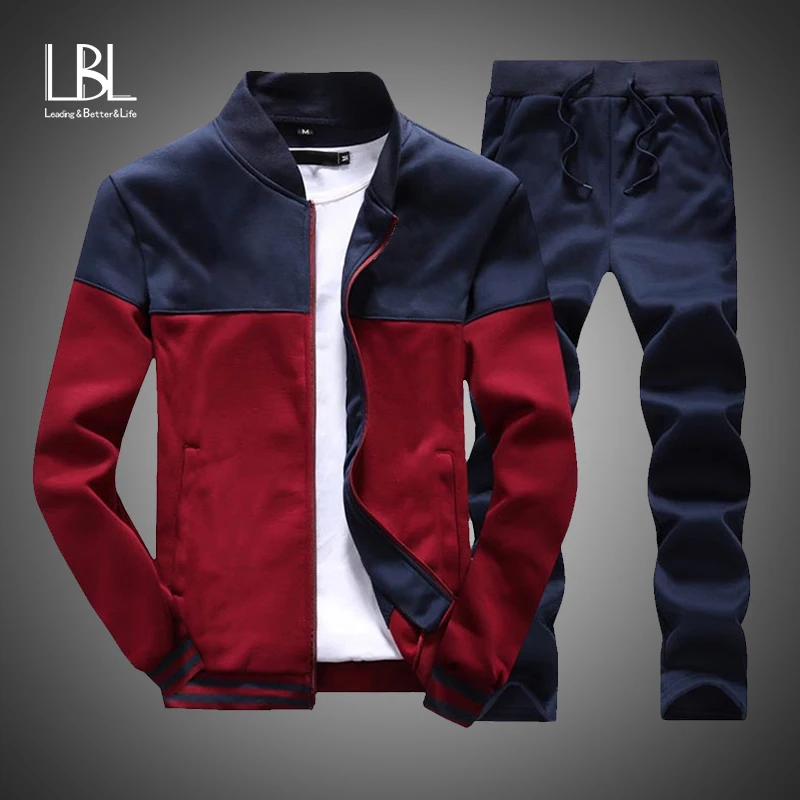 Slim Tracksuit Sweatshirt Sporting-Suit Mens Clothing Men-Sets Fashion Brand Zipper New