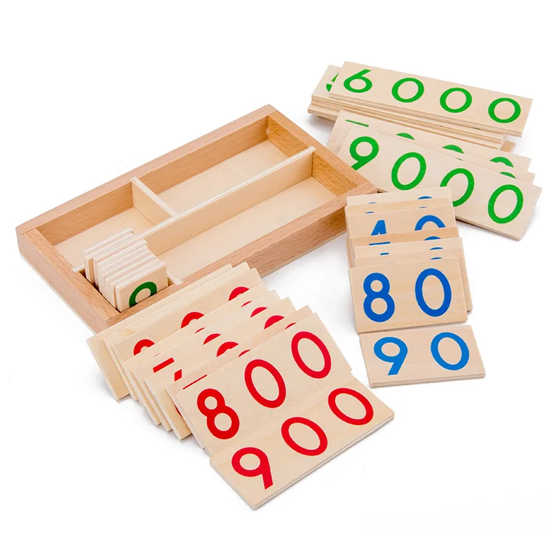 Montessori Wooden Numbers 1-9999 Learning Card Children Math Learning Teaching Aids  Early Education Toys For Kids