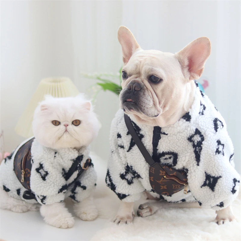 Luxury Brand Dog Clothes Winter Lamb Wool Warm Pet Clothing Soft