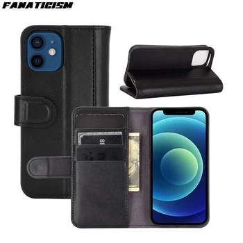 

20pcs Premium Flip Real Leather Wallet Case For iphone 12 pro Max 12pro 12mini iphone12 Genuine Leather Back Cover Phone Bag