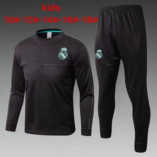 19 new real Madrides soccer kids children training suit tracksuit Winter real Madrides soccer jackersuit zipper hoodies jerseys - Цвет: Серый